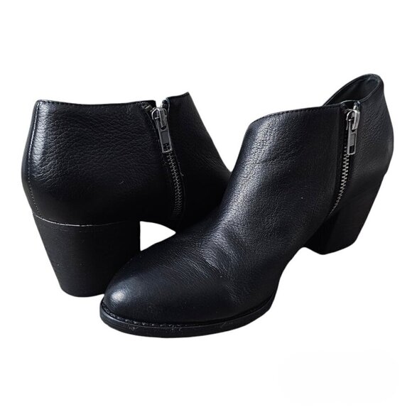 Silent D Bichon Anthropologie Bootie Leather Black Cutout Zip Ankle Boots - Picture 3 of 12